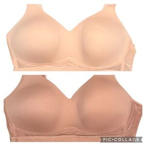 Rhonda Shear 2-pack Molded Cup Bra with Wrap Back Size Large NWOT Nude Tan Cream
